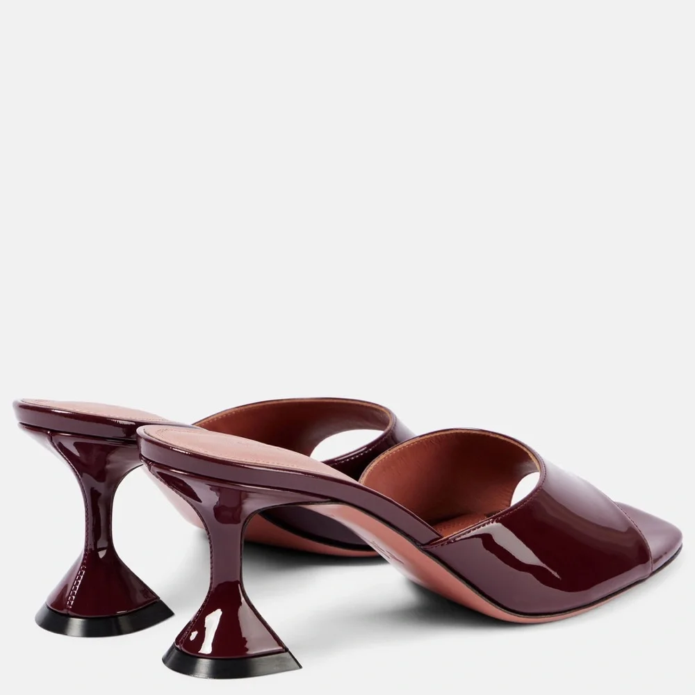 Amina Muaddi Burgundy Heels - Picture 2 of 12